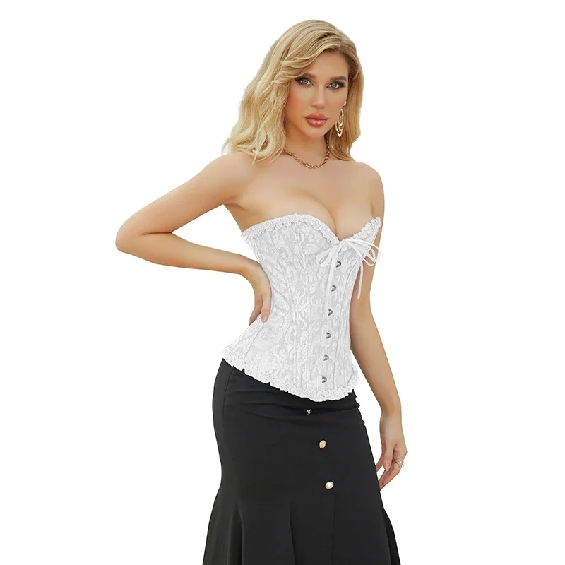 مثير بوستير مشد علوي القوطية الدانتيل يصل مطاطا الجوفاء overالصدر المشدية Steampunk بذلة مفصلة لشكل الجسم النساء كورسيه التخسيس