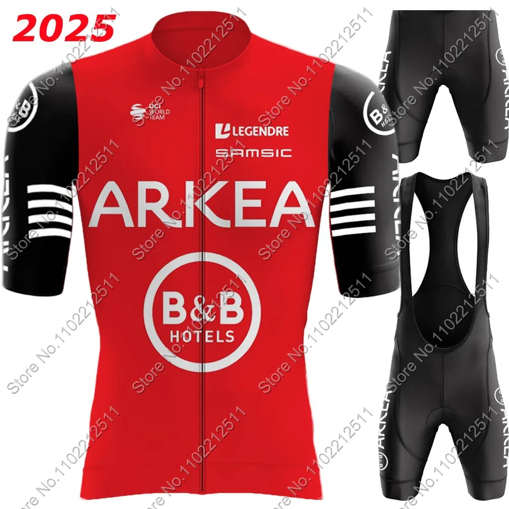 Red Arkea Samsic 2025 BB Hôtel Team Cycling Jersey Set Short Sleeve Men France Clothing Bike Shirts Suit Bicycle Bib Shorts MTB