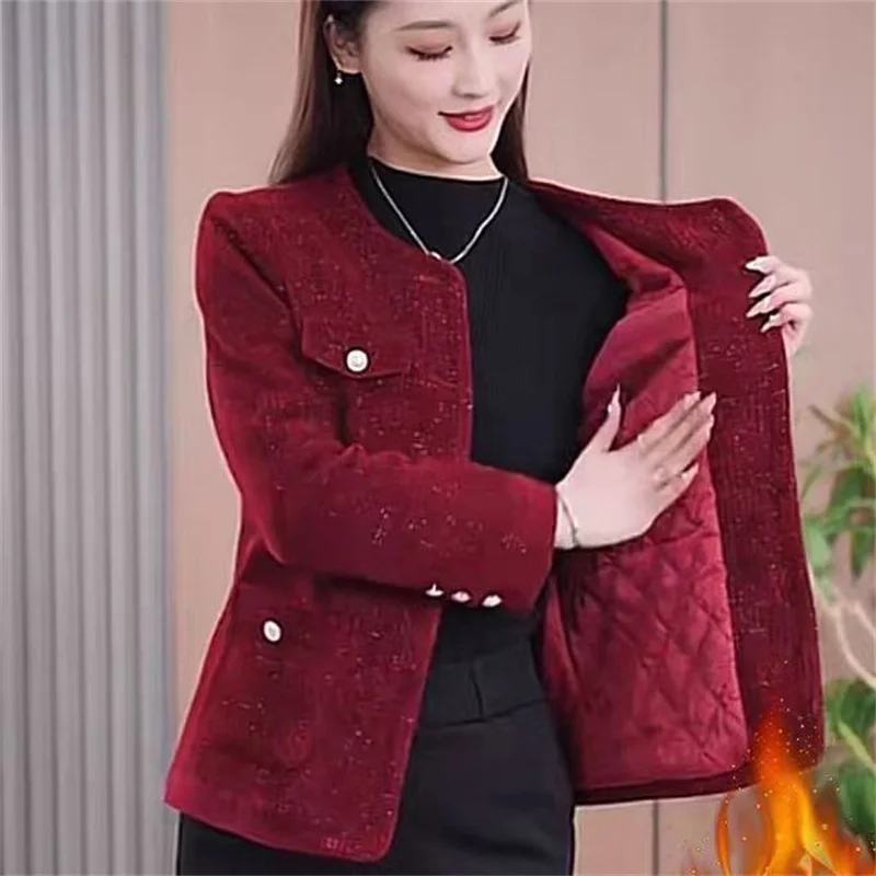 New Fashion Small Fragrant Coat For Women Autumn Winter Middle aged Women Short Blazers Jacket Mother Casual Suits Outwear Tops