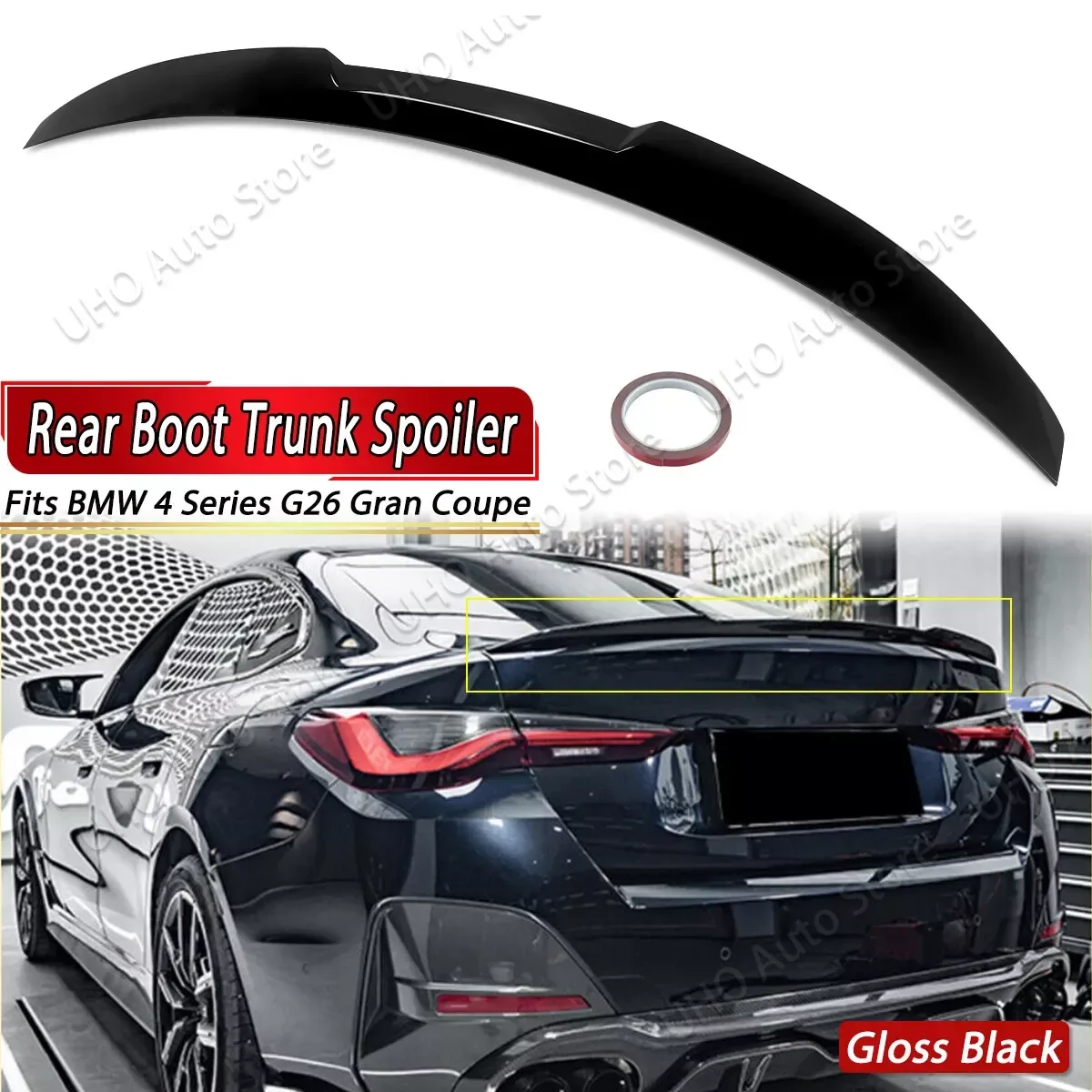 

M4 Style Car Rear Roof Trunk Spoiler Body Kit Tail Wing Boot Lip For BMW 4 Series G26 430i 440i M440i I4 Gran Coupe 2021-2024