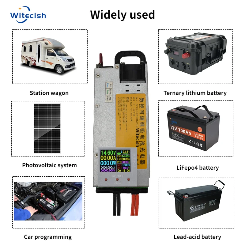 ที่ชาร์จสูงสุด 1500w แบบปรับได้สําหรับแบตเตอรี่ลิเธียมไอออน, 0-15v, 0-100a, 0-60A,12v, 60a, 14.6 v, 60a, 12.6 v, 50a, 40a, 30a, 20a