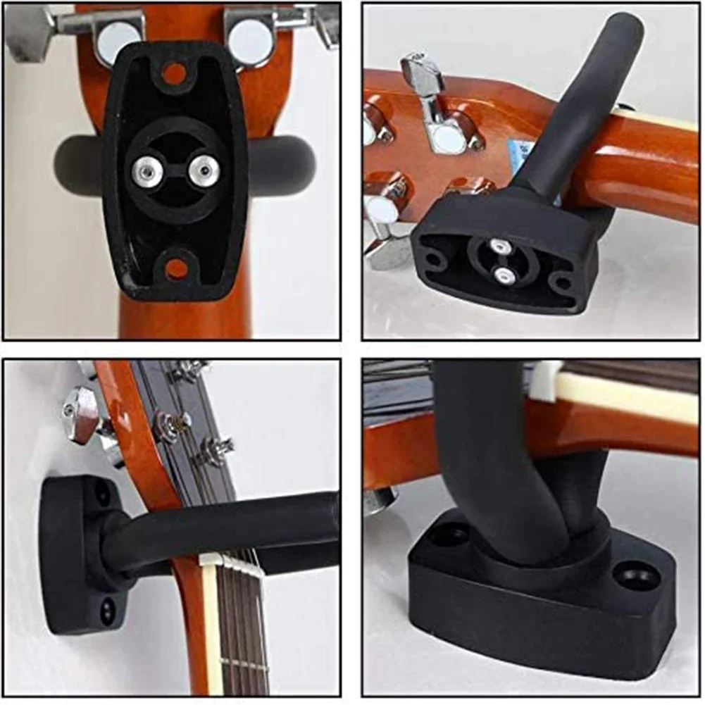 1-10Pcs Guitar Wall Mount Hanger Black Guitar Hanger Wall Hook for All Size Guitars Bass Mandolin Banjo Ukulele Guitar Accessory