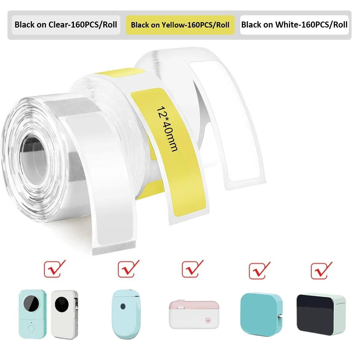 Transparent/Yellow/White Label Tape Mini Label Thermal Printer Paper Waterproof Applicable For D30/Q30/P15/P11/L11 Label Printe