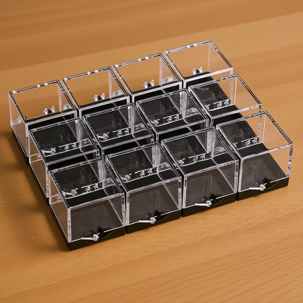 Practical Specimen Display Case 12pcs Clear Mineral Box for Rock Collection Transparent Storage Display Container