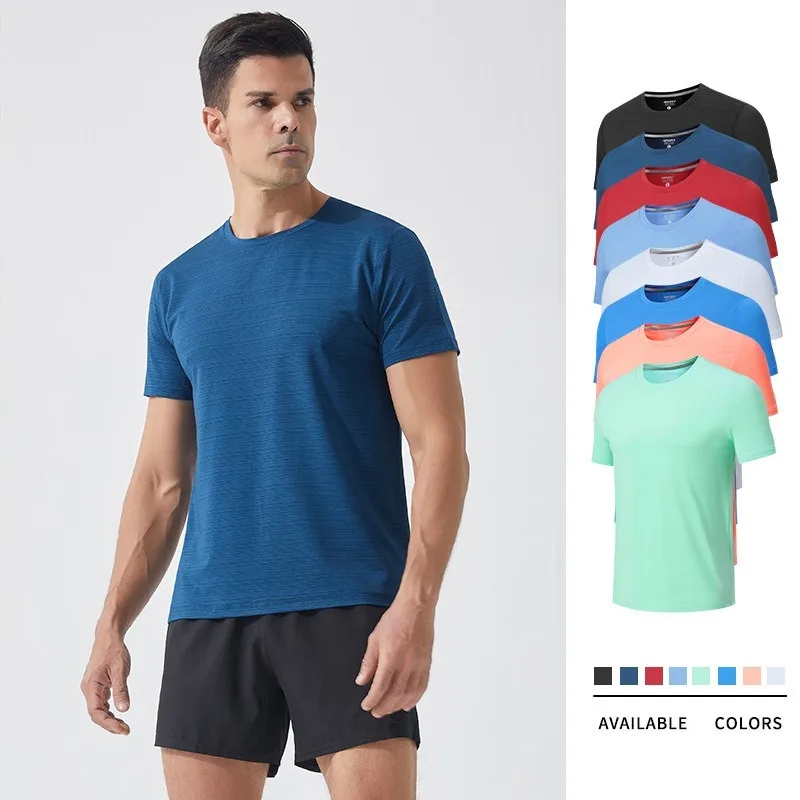 Mens Sport Short Sleeve T-shirt Plus Summer Round Neck Casual Breathable Quick Drying Fitness Running Outdoor Clothes Tshirt