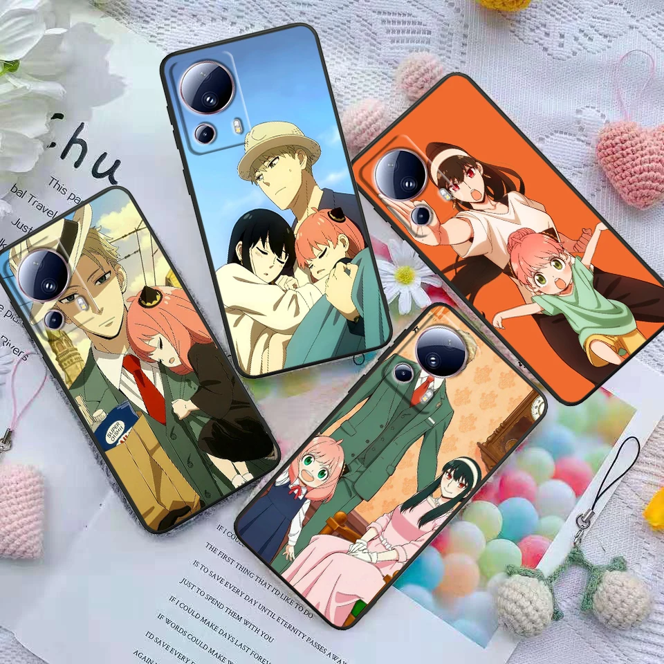 Anime SPY×FAMILY Cute Cover For Xiaomi Mi 14 13 12X 12 11 11T 11i 10T 10 Pro Lite Ultra 5G Black Phone Case