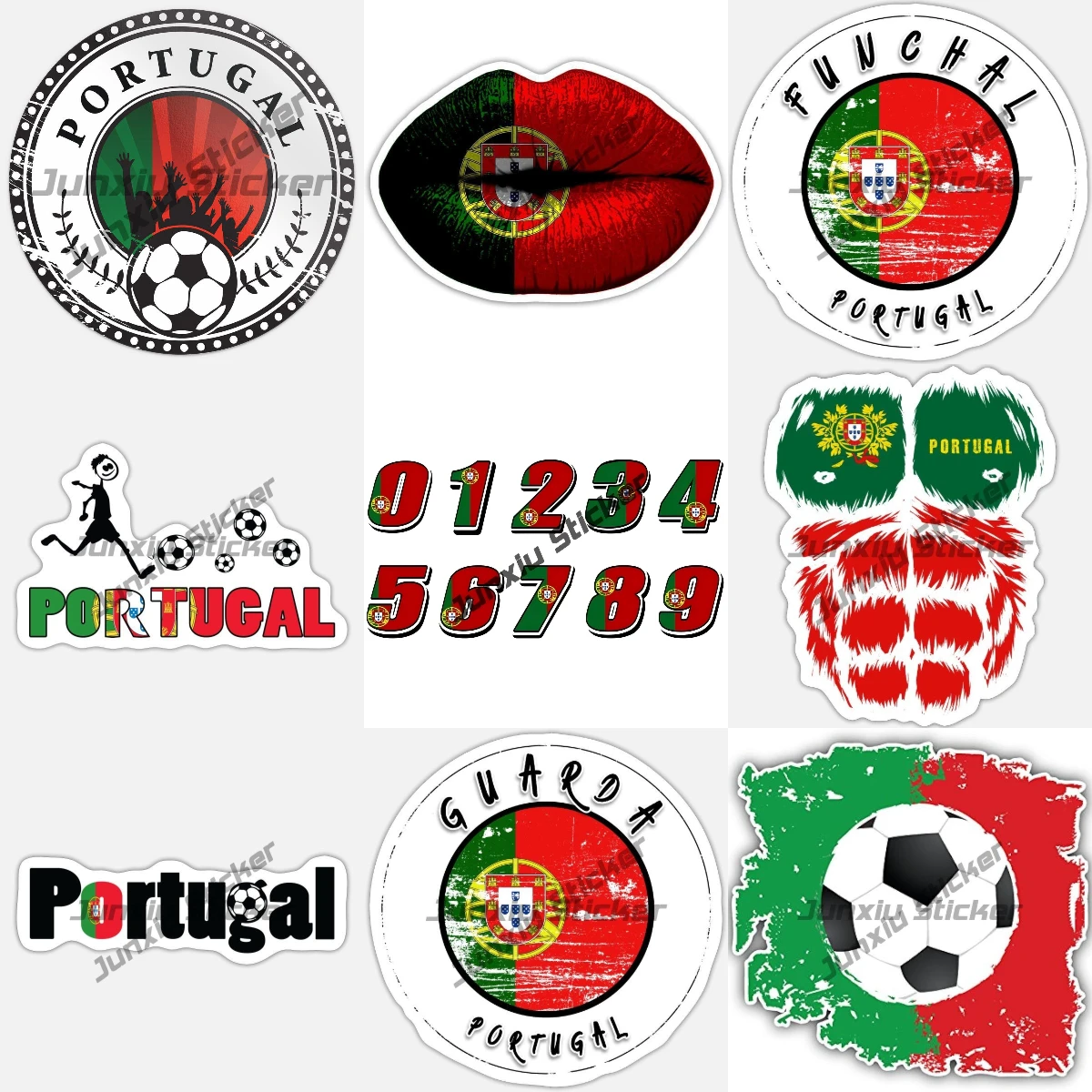 

Funchal Guarda Portugal Vintage Sticker Portuguese Flag Racing Numbers Outdoor Waterproofing Decals Decorative Cover Scratches