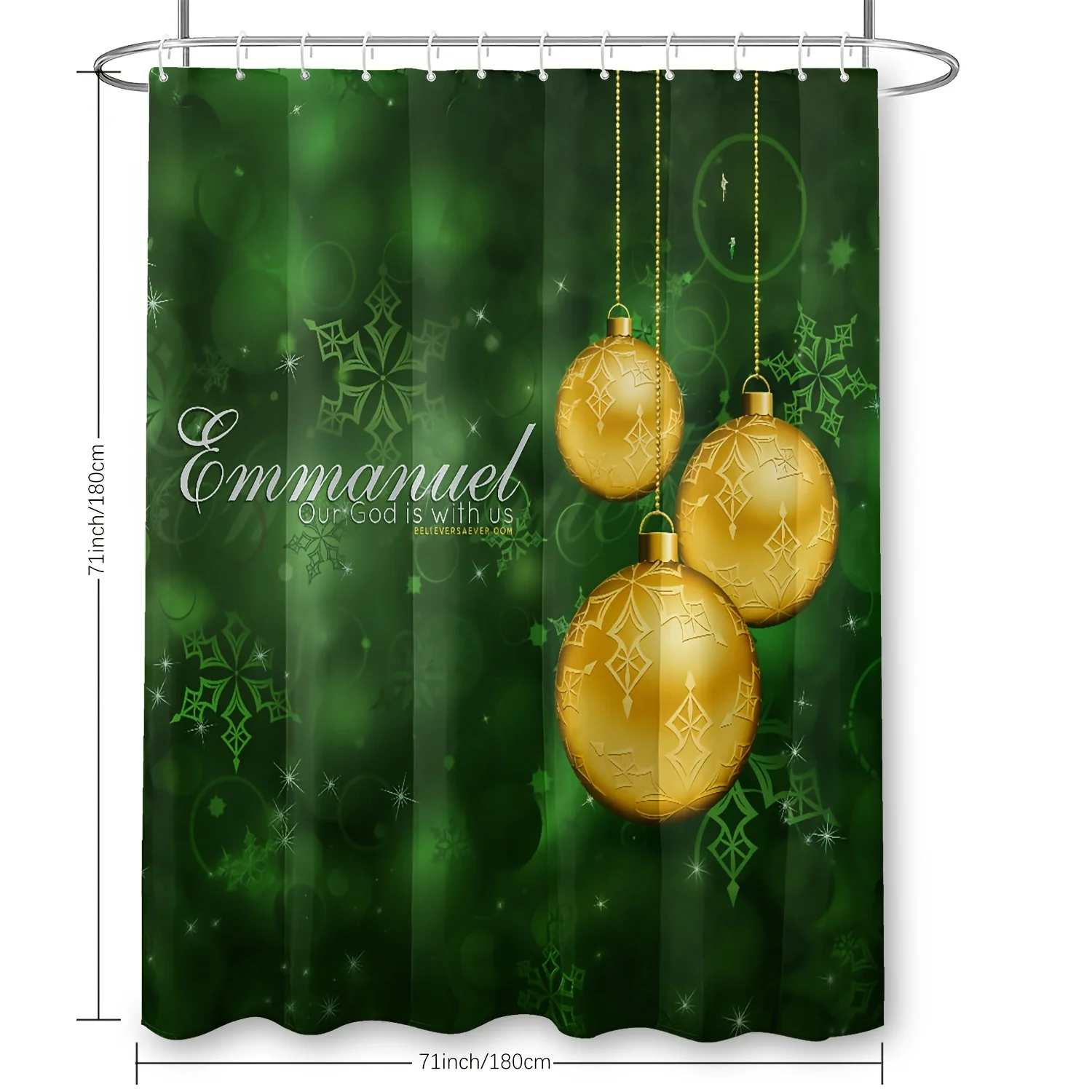 مجموعة ستائر دش عيد الميلاد مع خطافات، ستارة حمام من البوليستر مع ندفة الثلج إيمانويل وتصميم الزينة، ديكور موسمي