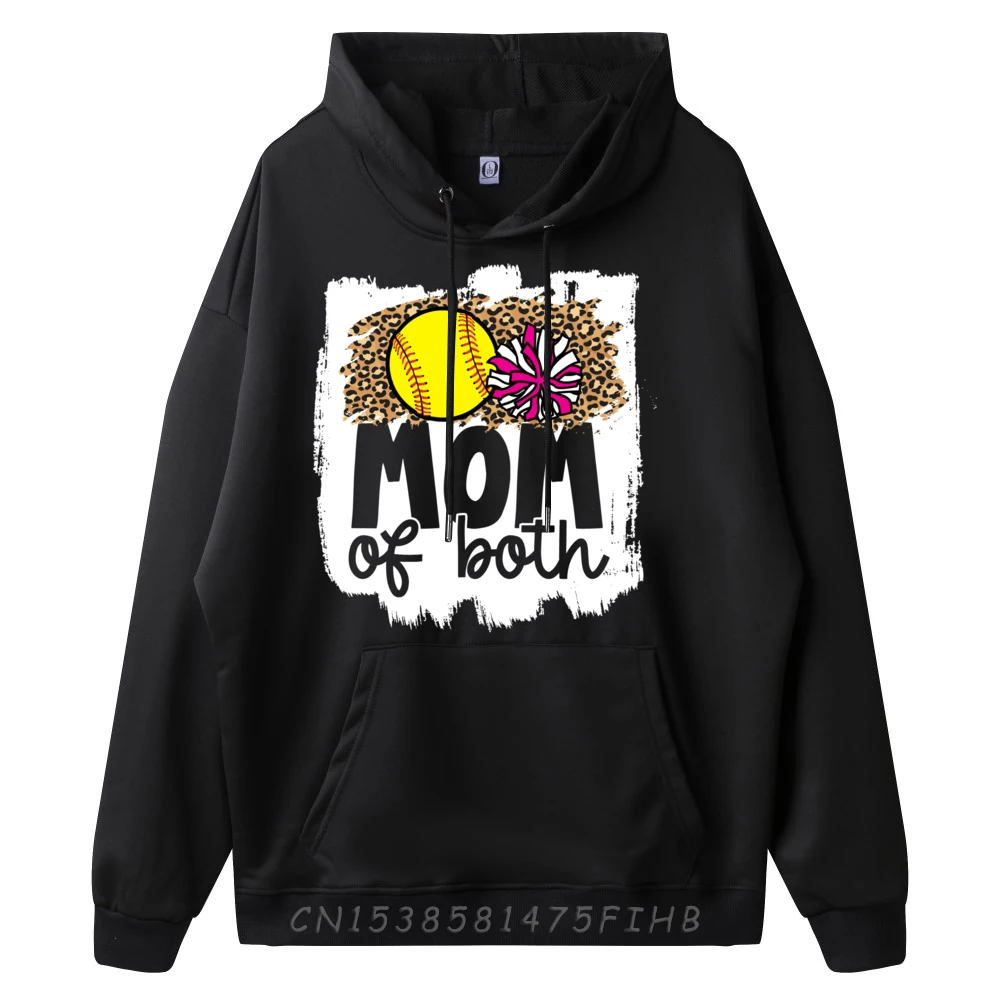 Man Long Sleeve Cheer Softball Mom Of Both Hoodies Slogan Sweatshirt Retro Graphic O Neck Sweatshirt