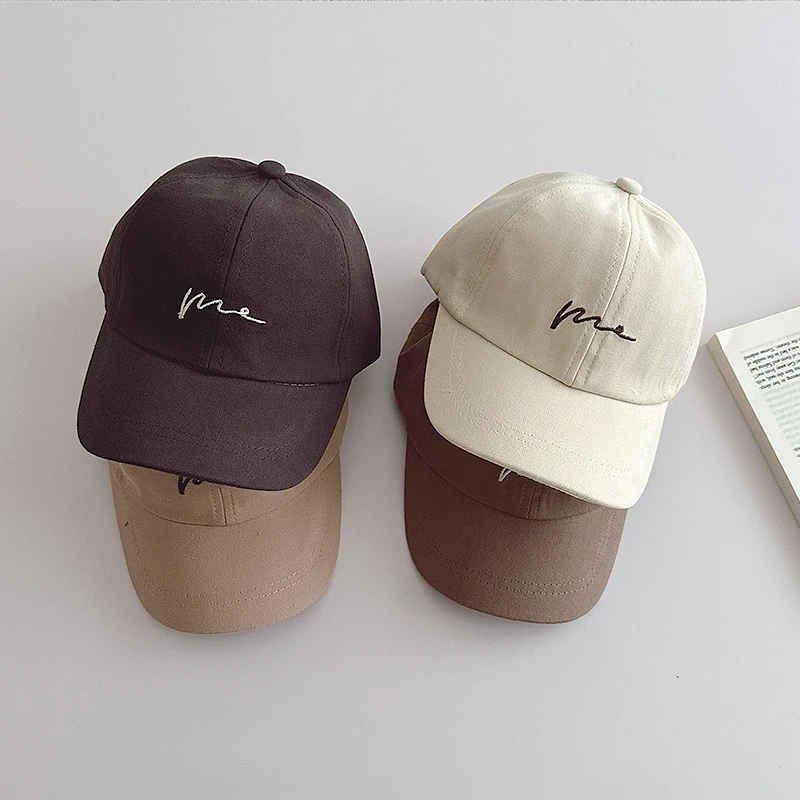 

Solid Color Kids Baseball Hat 2-8Year Boys Girls Duck Tongue Hats Cotton Baby Sunscreen Visor Fashion Letter Children Peaked Cap