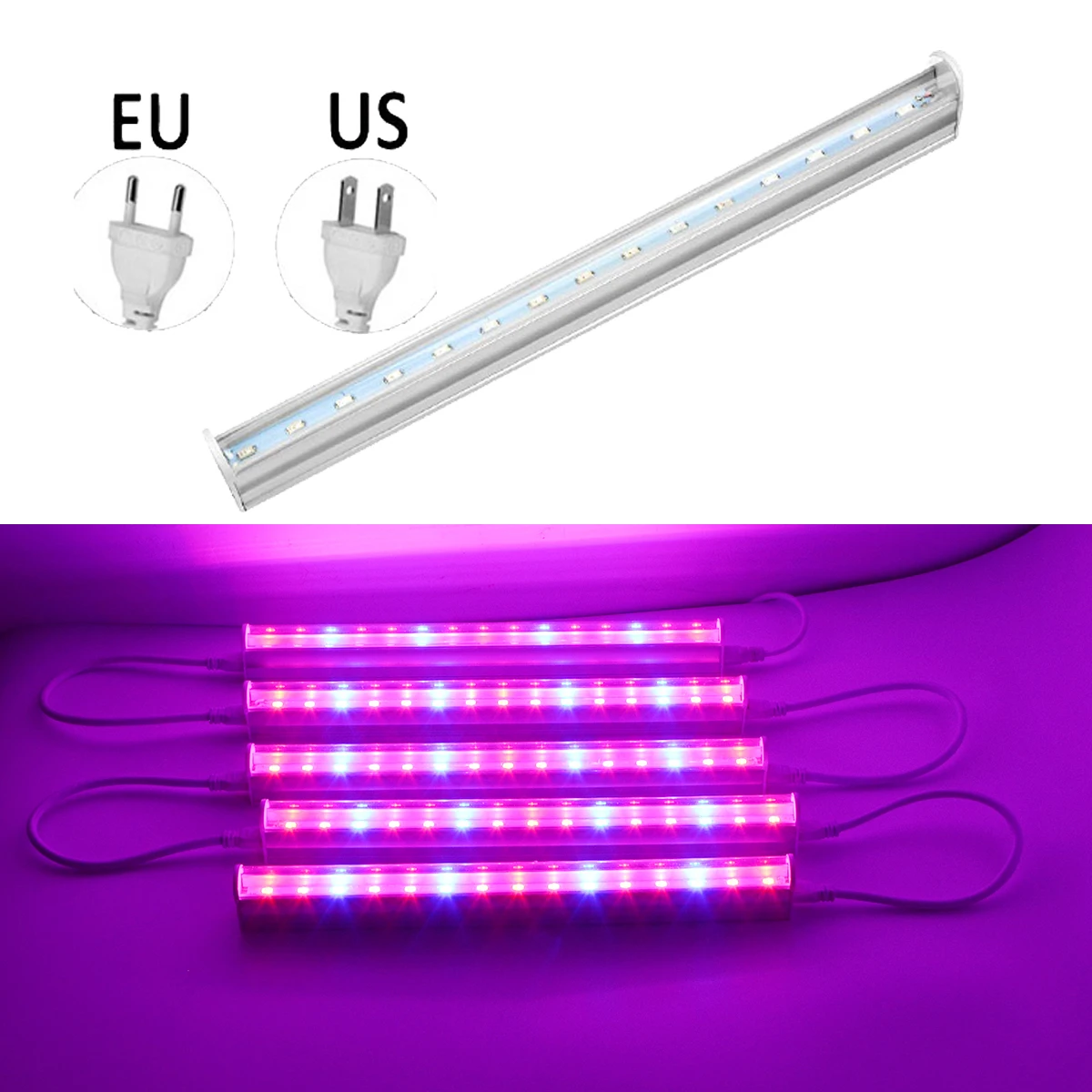 

110V 220V Full Spectrum Led Grow Light T5 Tube EU US Plug LED Phyto Lamps Grow LED Lamp Bar Light Hydroponic Plant Growth Light