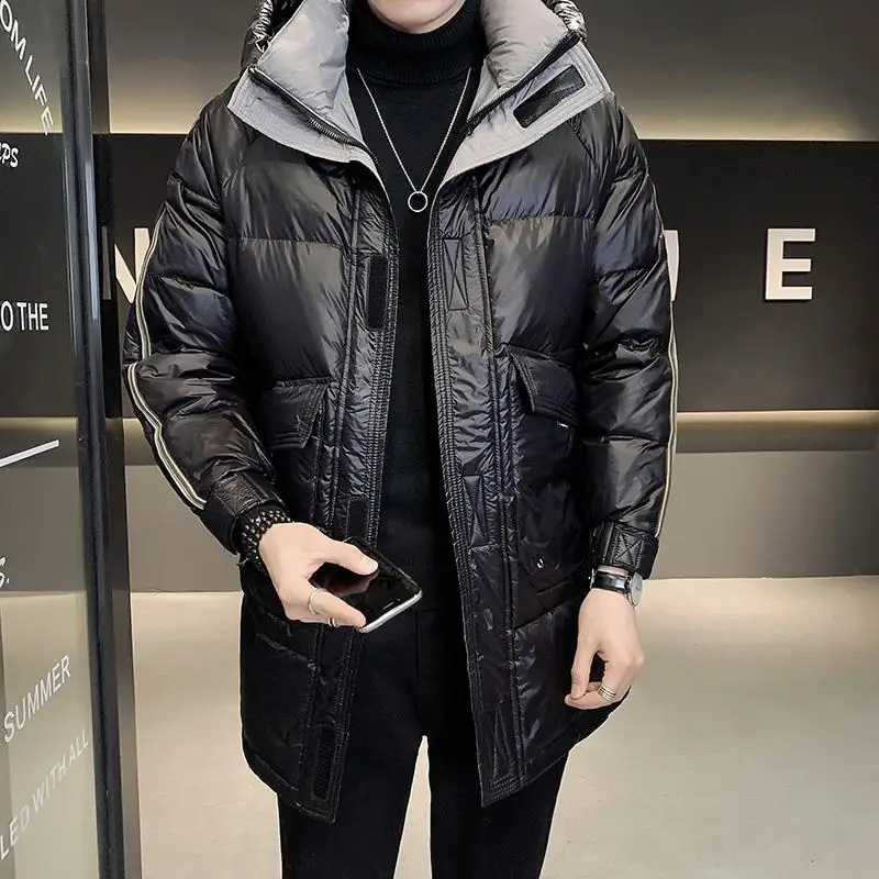 Down Jacket Men 2023 New Winter Tide Mid-Length Hooded Handsome Warm Coat Thick Winter Wear Coat