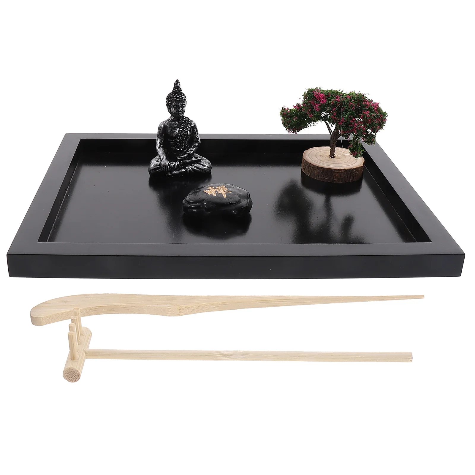 1 مجموعة سطح المكتب نمط علبة الرمل بوذا التأمل منضدية ديكور للمنزل مكتب زن حديقة عدة صغيرة زن حديقة رمل ديكور
