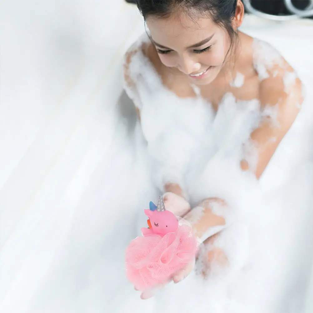 

2pcs Bath Balls Cartoon Unicorns Exfoliating Scrubber Net For Quick-Drying Shower Mesh Spa Puff Bathroom Accessory