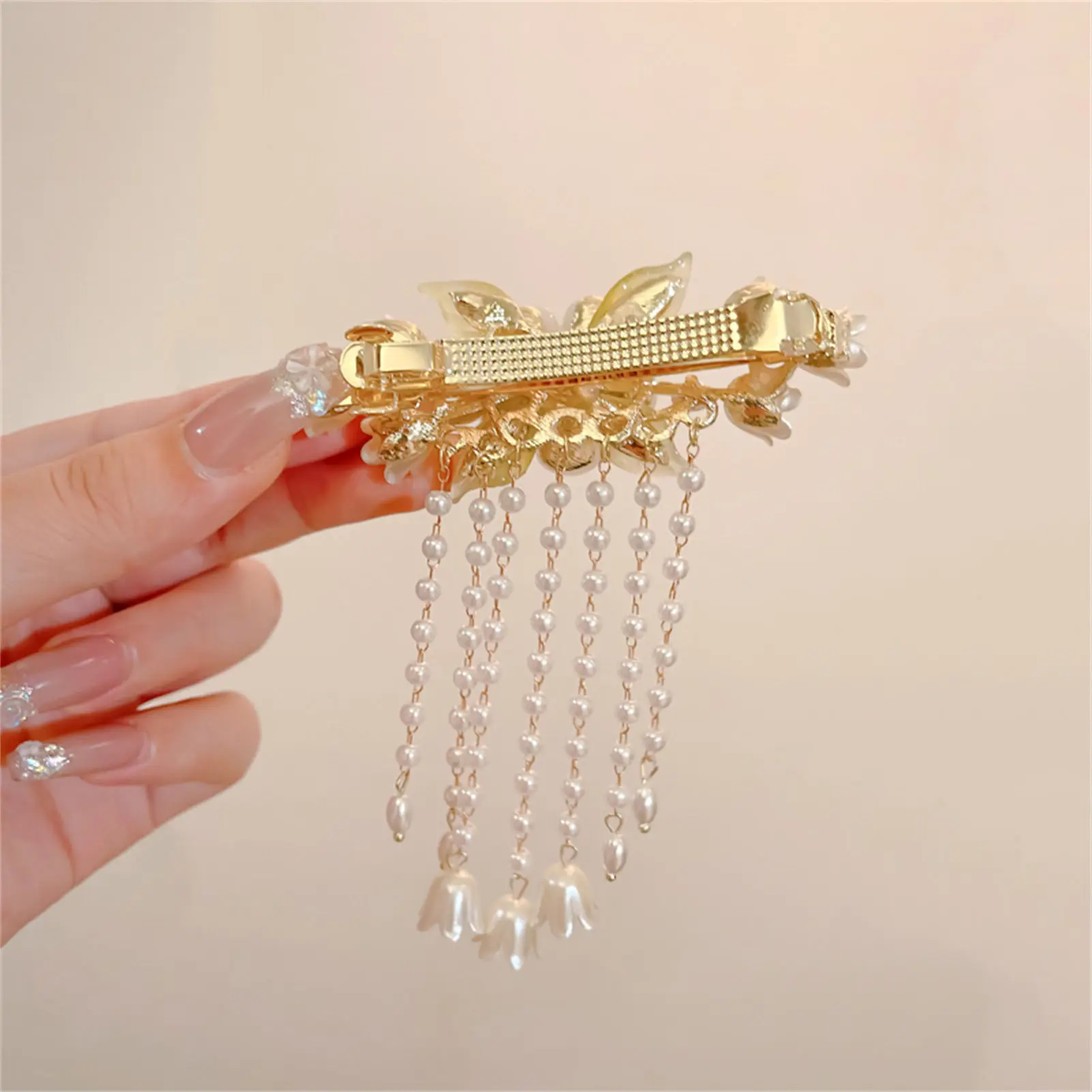 Vintage Flower Tassel Hair Clip For Women Elegant Pearl Bell Orchid Hair Clip Exquisite Dress Cheongsam Hanfu Hair Accessories view 6