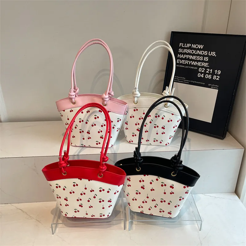 

Designer Inspired Cherry Print Bag for Women Autumn 2025 Small Shoulder Purse Multi-way Carry Fashion Aesthetic Daypack