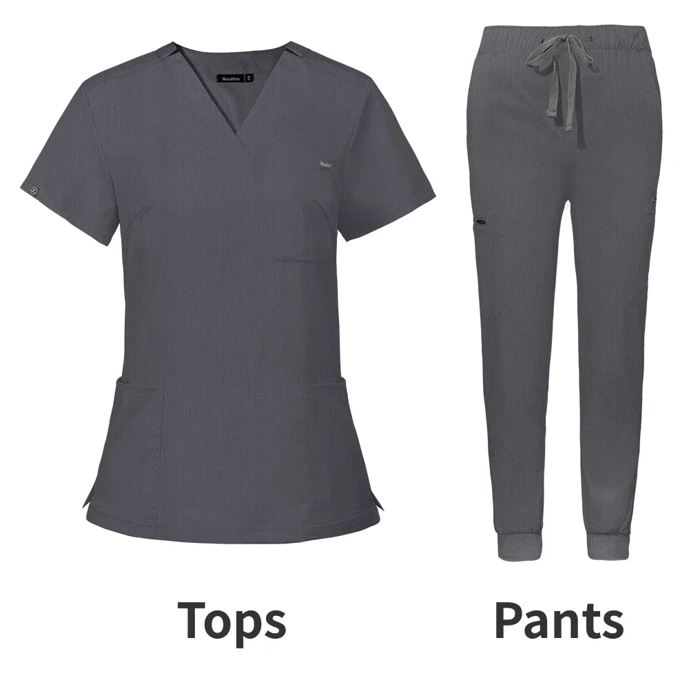 

Hospital Doctor Nursing Uniform Women Wholesale Casual Short Sleeved V-neck Jogger Suits Nurse Pharmacy Working Medical Uniforms