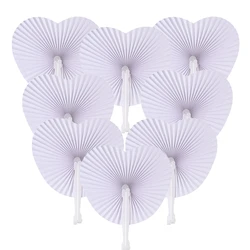 White Paper Folding Fans, Heart-Shaped, Round Fans, Festa, Reuniões ao ar livre, Aniversário, Decoração do casamento, Acessórios DIY, 12 pcs, 24 pcs, 60 pcs, 108pcs