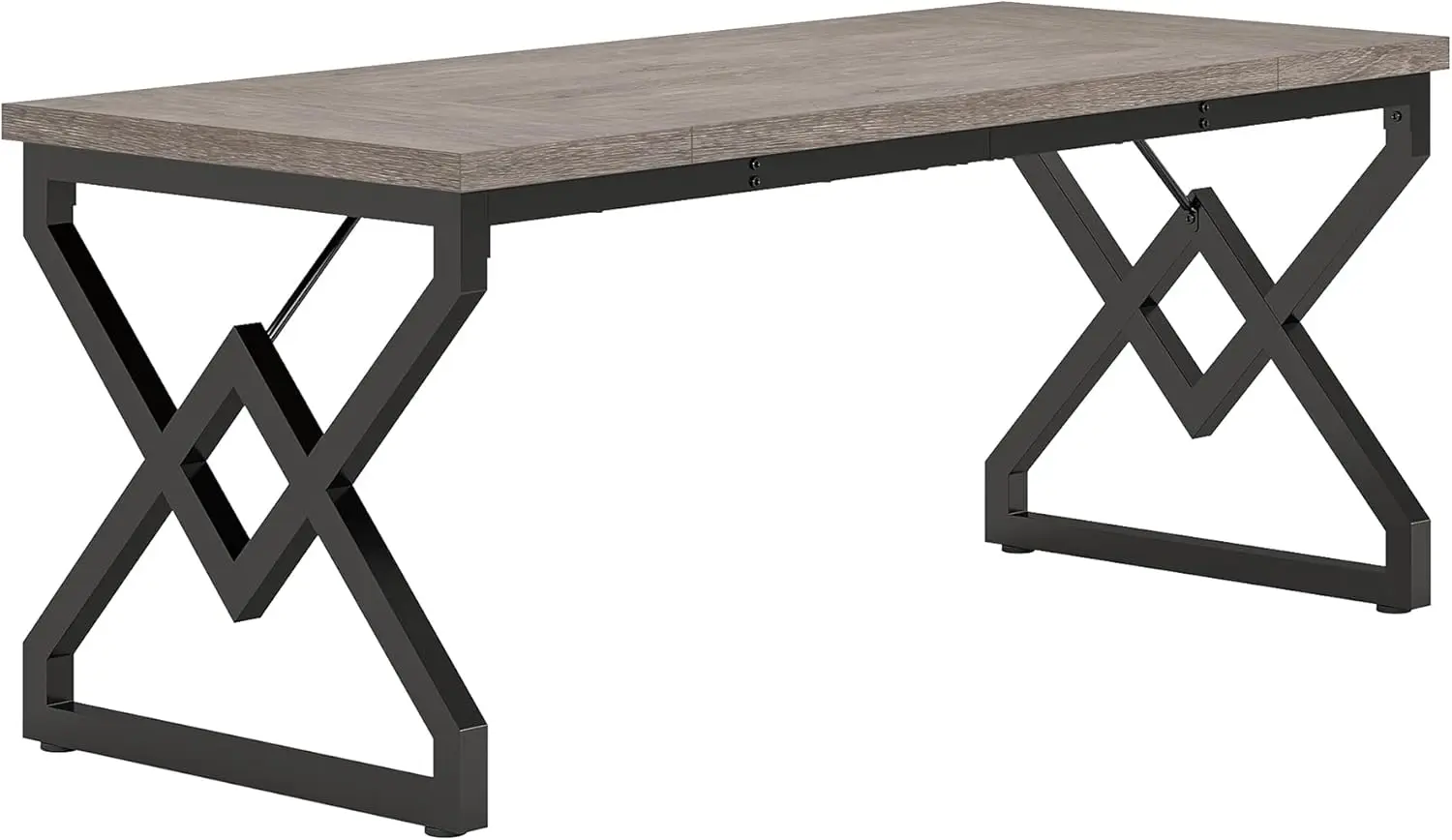 Large Office Computer Desk with Extra Thick Wooden Tabletop and Metal Frame, Modern Simple Workstation Writing Table Study Desk