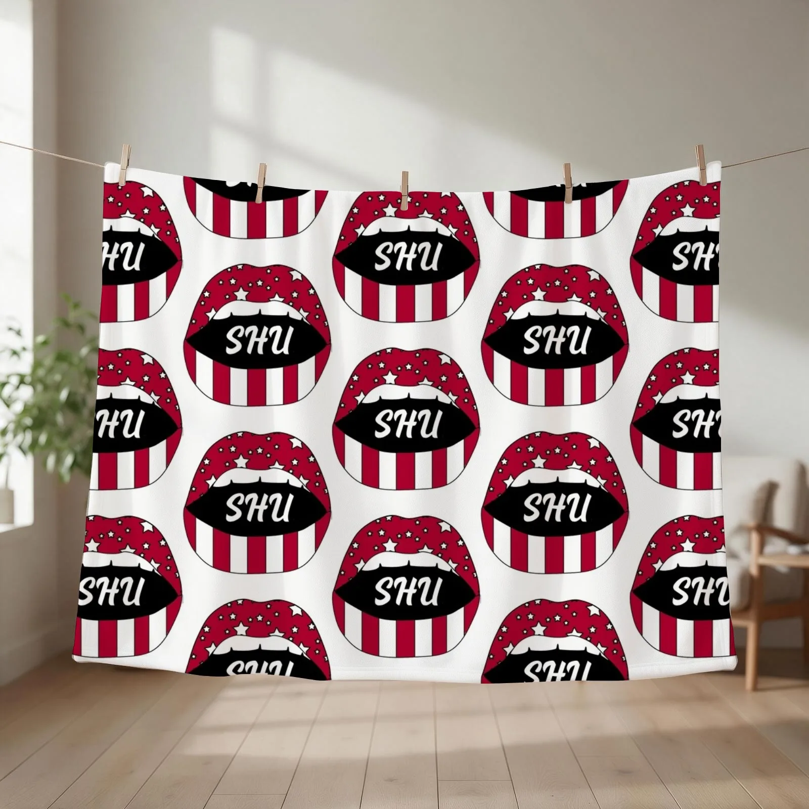 SHU Lips! Throw Blanket Moving Flannels Softest Decorative Beds Blankets