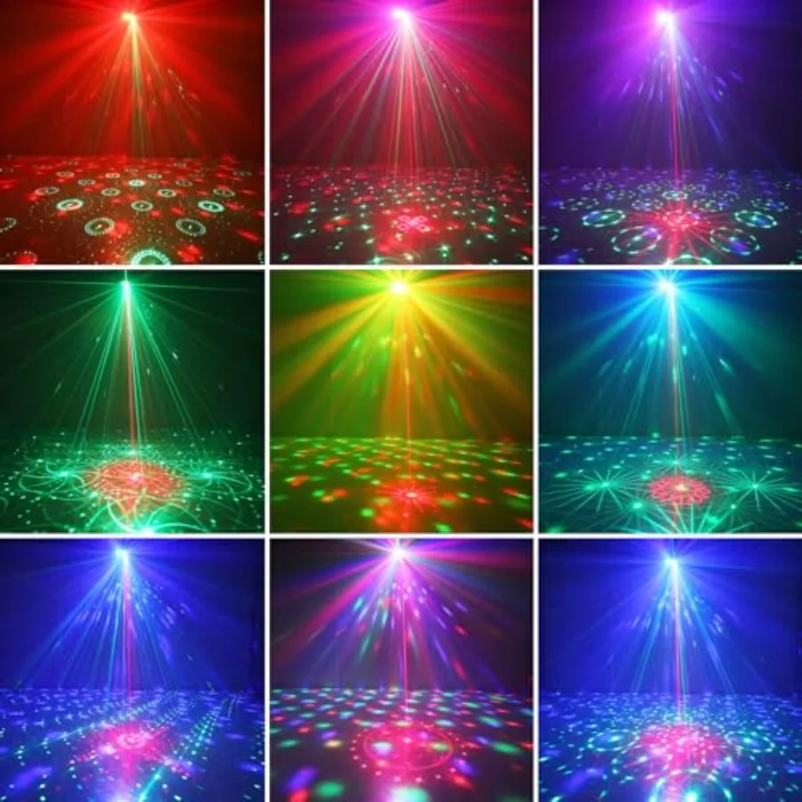 7 Lens Disco Ball LightsUSB Powered RGBW DJ Strobe Lighting Sound Activated Laser Party Light Indoor Outdoor for Xmas Club Bar