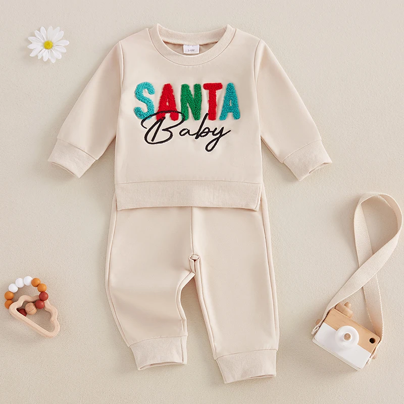 Adorable Baby Girls Autumn Sets with Cute Animal Embroidery Cozy Round Neck Sweatshirt and Pocketed Pants for Playtime