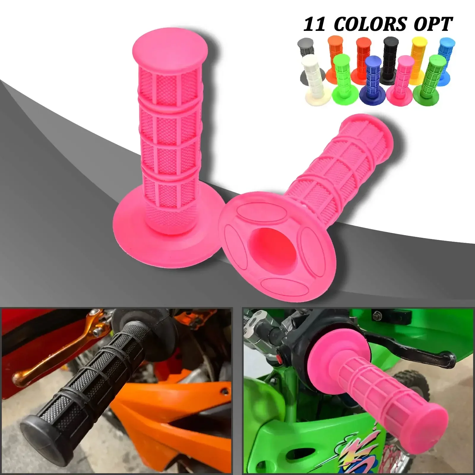 Rubber single-color soft handlebar grip for off-road motorcycle modification, anti-sweat and anti-slip, universal accessory.