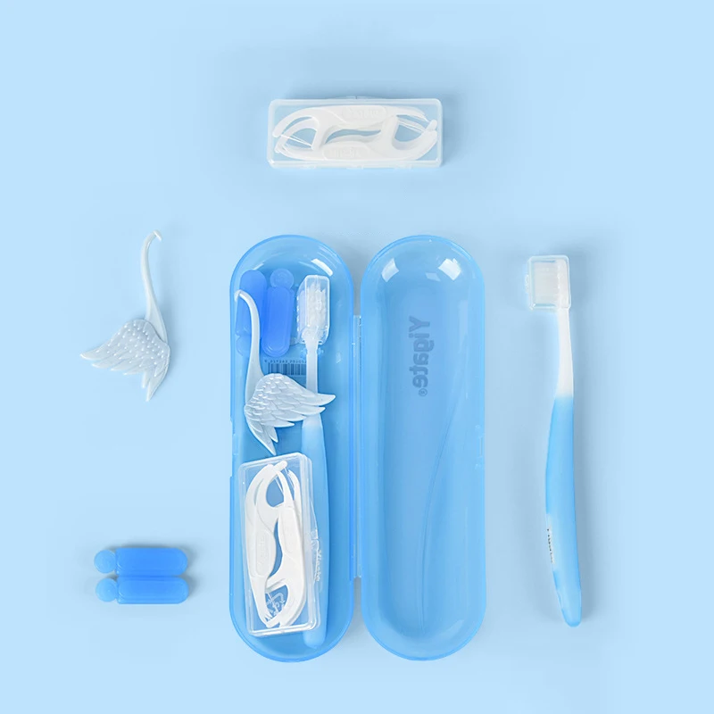 Conjunto ortodôntico cintas escova de dentes ortodôntica banda dental escova interdental 10m fio proteção cera conjunto caixa cuidados