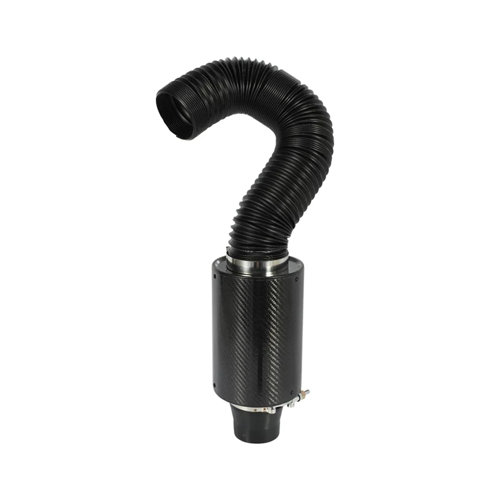 1 Set Universal Car 3 inch Carbon Fibre Cold Air Filter Feed Enclosed Intake Induction Pipe Hose Kit Universal