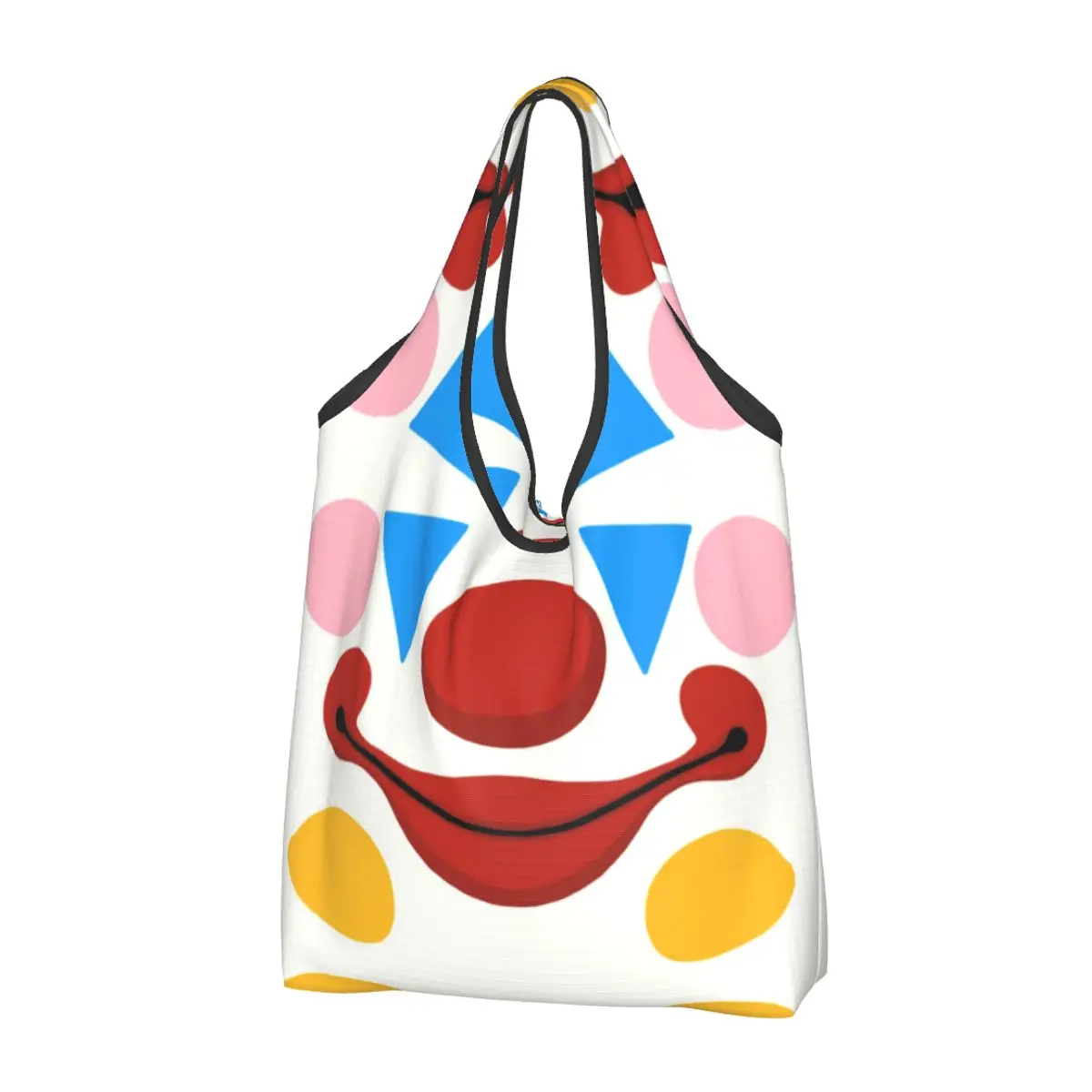 

Fashion Funny Circus Clown Shopping Tote Bags Portable Halloween Grimace Party Groceries Shoulder Shopper Bag