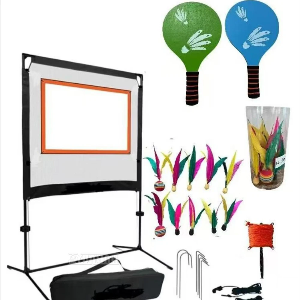

​ Outdoor Badminton Set with Rackets, Carry Bag, and Net, Includes Shuttlecocks and Balls for Indoor/Outdoor Games