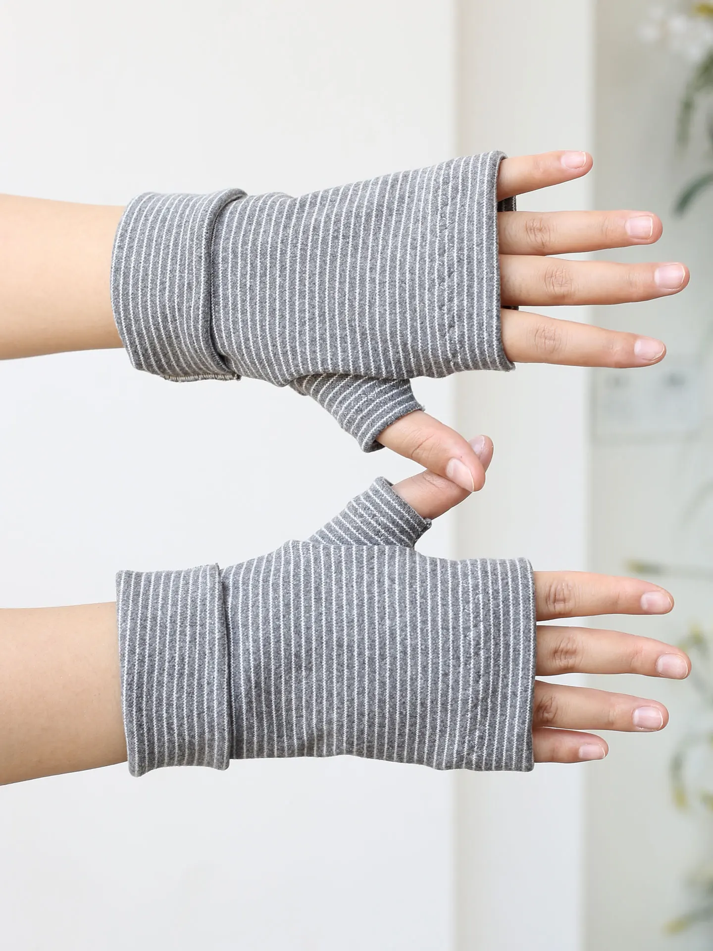 Thickened Double Layer Autumn Winter Gloves Unisex Half Finger Dervo Warm Cycling Cold Proof Writing Work Wrist Protection