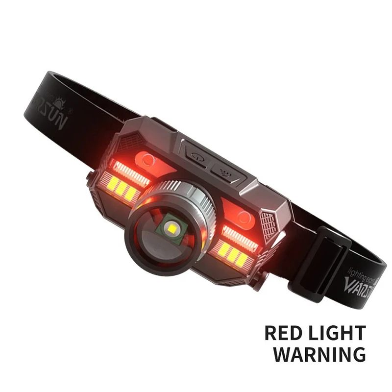 WARSUN Powerful Headlamp Red Headlight Zoom Head Lamp Flashlight 18650 Battery Type-C Rechargeable Fishing Lantern Head Torch