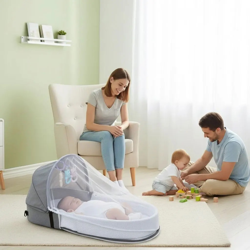 

Folding Baby Travel Crib | Anti-Pressure Bionic Co-Sleeping Bed | Portable Newborn Isolation Nest for Travel