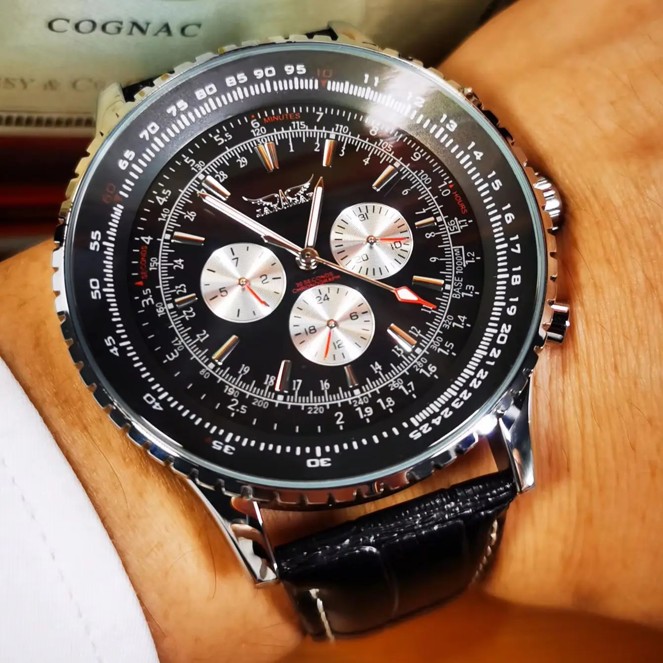 JARAGAR Sports Mens Watches Top Brand Luxury Multifunctional Small Dials Leather Belt Business Casual Automatic Mechanical Watch