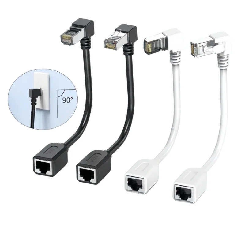 High-speed broadband 90-degree elbow cable RJ45 male-to-female cable of pure copper six-class cable extension line