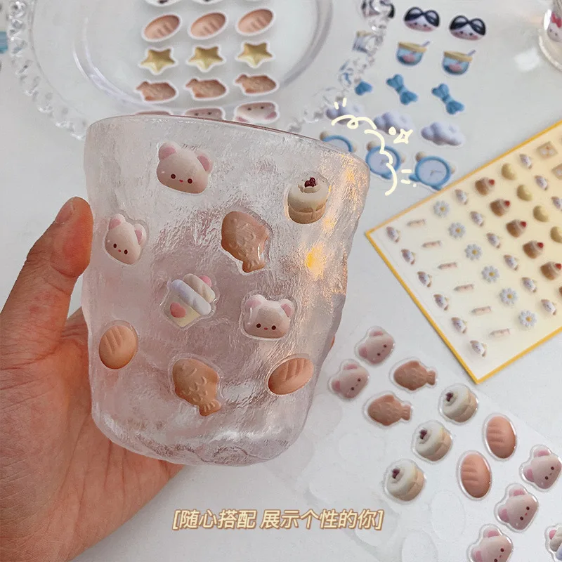 3Pcs Kawaii Stationery Stickers Cute Rabbit Bear Dog Cat Three-dimensional Stickers Scrapbooking DIY Craft Decorative Stickers