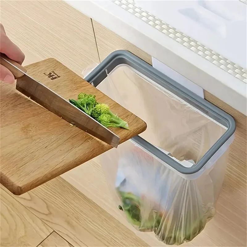 Soporte portátil para bolsas de basura RV con tapa, cubo de basura de cocina conveniente, estante de almacenamiento, colgador de basura para puerta de armario doméstico