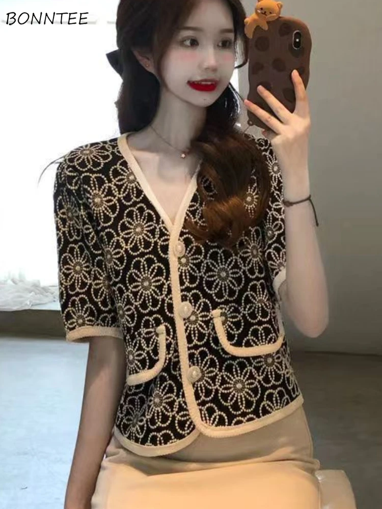 

Vintage Shirts Women Fashion Summer Y2k Tops Aesthetic Clothing Casual All-match V-neck Short Sleeve Camisas Daily Women Chic