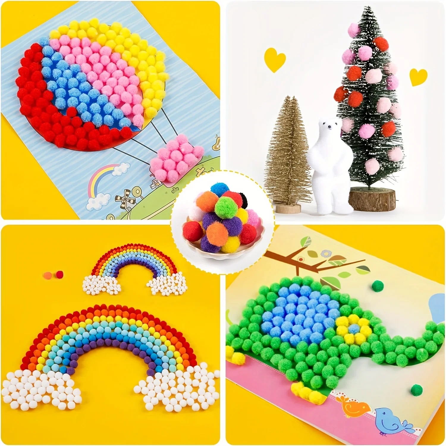 1200 Pieces Pom Pom Arts and Crafts - Colorful Assortment of Pom Poms for Crafts DIY Projects