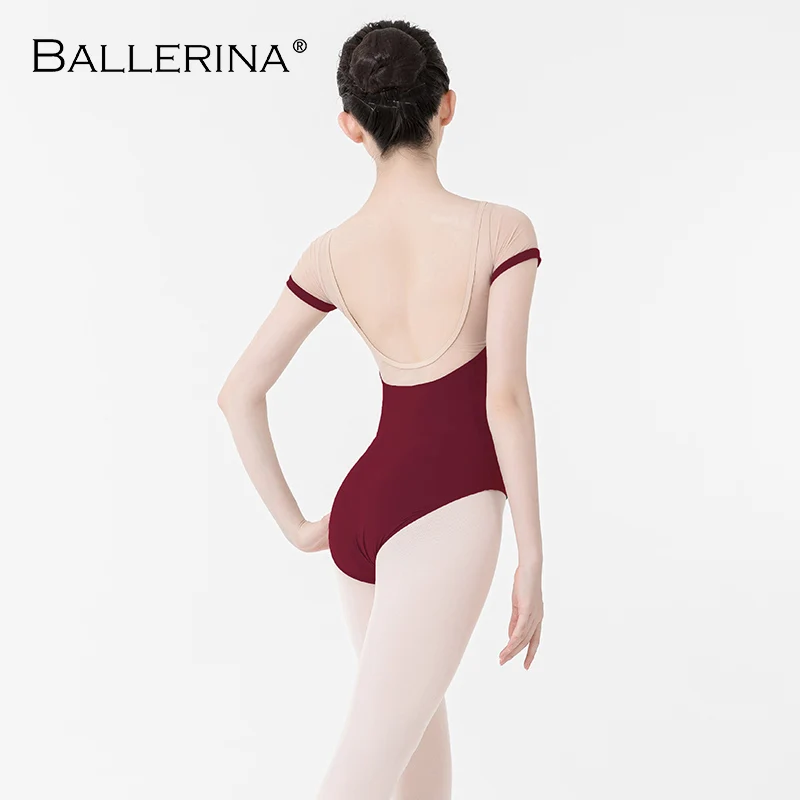 Ballerina Ballet Practice Leotards For Women Aerialist Dance Costume Short Sleeve Gymnastics Leotard Adulto 3658