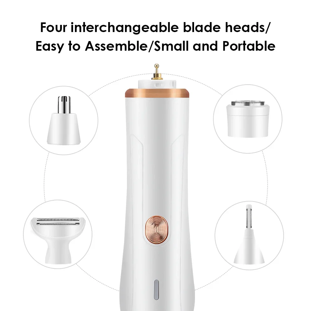 4 In 1 무통 레이디 면도기 충전식 제모기 여성용 전기 면도기 코 헤어 트리머 바디 제모 면도기 T