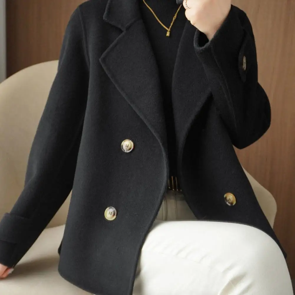 

Thick Winter Coat Stylish Women's Double-breasted Woolen Coat Warm Loose Fit for Fall/winter for Formal Business Commute Casual