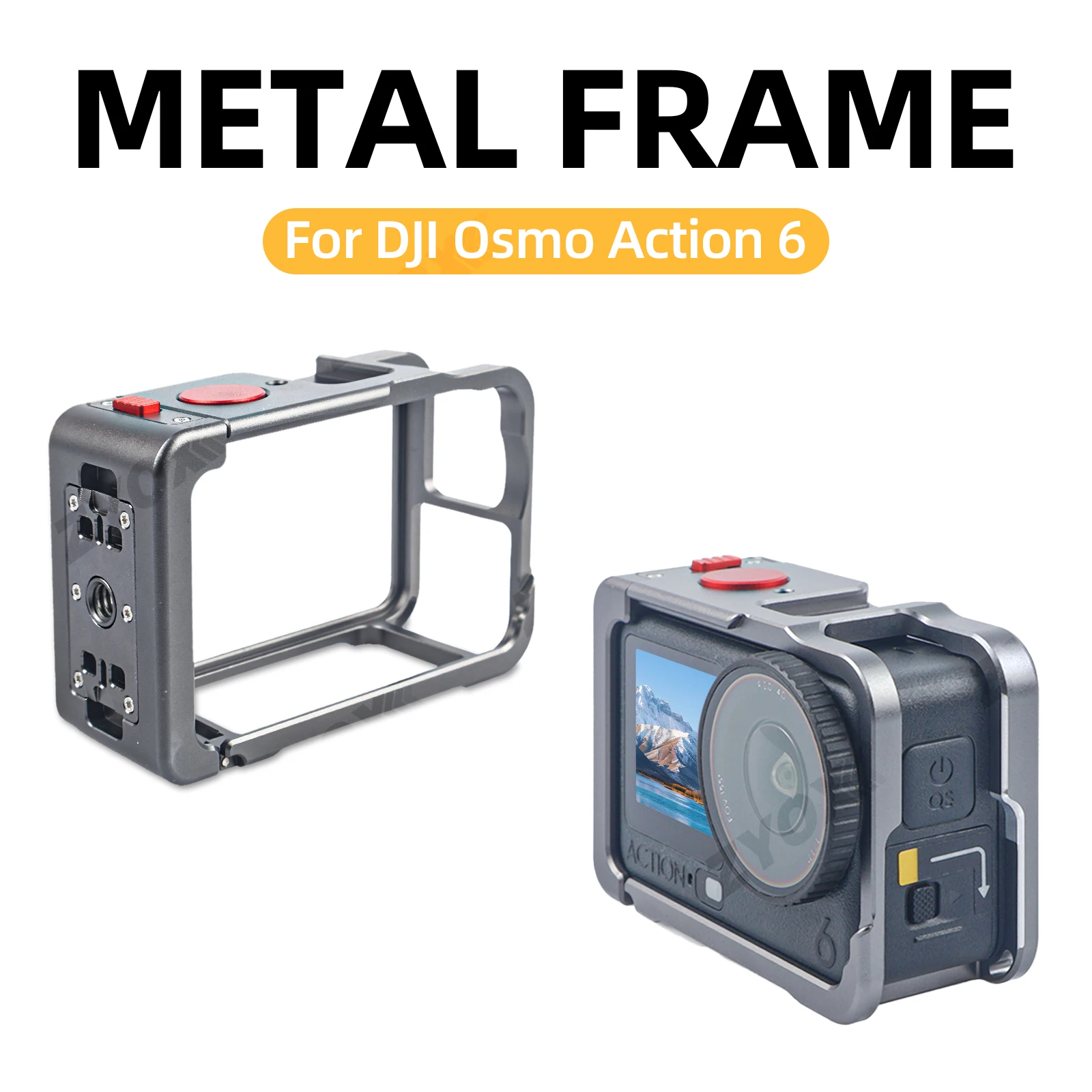 

Aluminum Frame Cage for DJI Osmo Action 6, Magnetic Attraction Metal Protective Case Cold Shoe Housing for Action6 Accessories