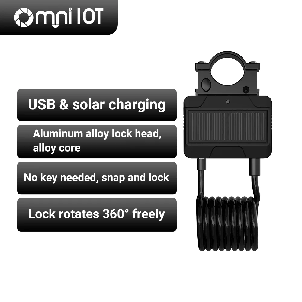 

Omni Длительный срок службы батареи 90-дневный несколько режимов зарядки Велосипедный замок с синим зубом Скутер Выдвижной тросовый замок Безопасные замки для велосипеда