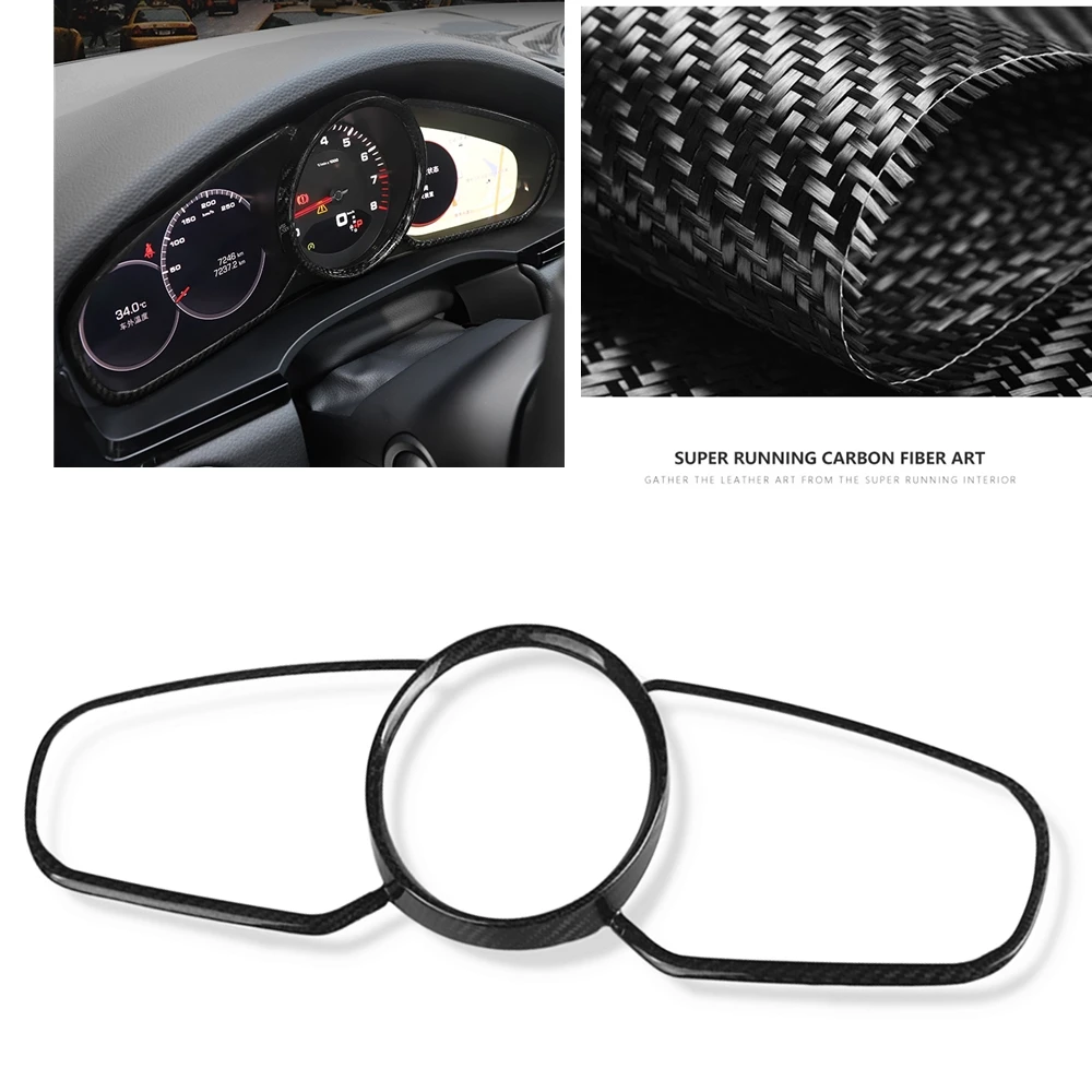 

Carbon Fiber Center Dashboard Frame Sticker Tachometer Panel Cover Trim Dash Board Strip For Porsche Cayenne 2018-2022