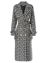 HIGH STREET più nuovo autunno inverno 2023 bottoni leone da donna firmati geometrici monogramma Jacquard con cintura Trench soprabito