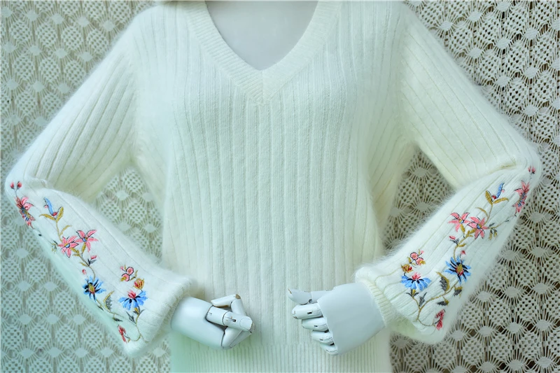Ladies Women Fashion White Hai - Embroidery Rabbit review and price