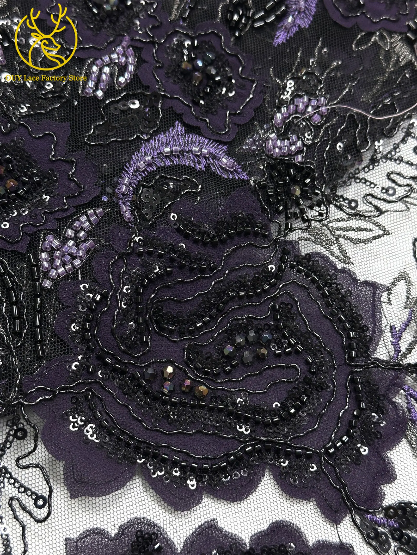Modische Elegante Französische Brautkleid-Spitze mit Stickerei und Perlen 2026 Hochwertige Nigerianische Afrikanische Pailletten-Spitze für Hochzeitskleider – Detail 24