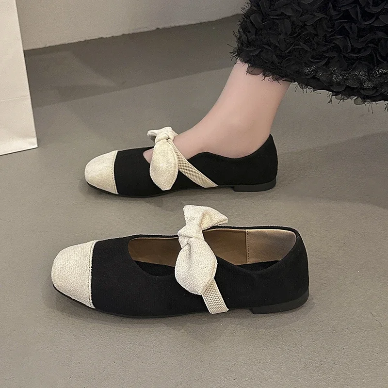 2024 Women's Fall New Fashion Square Head Color Matching Women's Flat Shoes Casual Shallow Mouth Slip-on Women's Loafers Zapatos